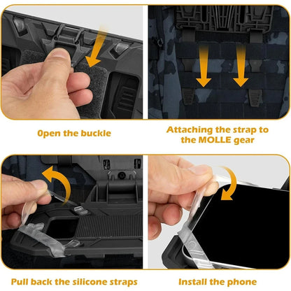 Tactical MOLLE Phone Holder - Folding Navigation Board Mount for Airsoft & Hunting Gear