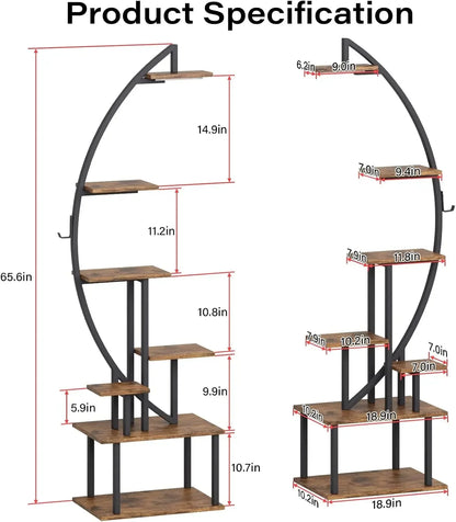 64" Tall Arched Bookshelf with Lights - 2-Pack 7-Tier Ladder Bookcase for Home Office Storage & Display