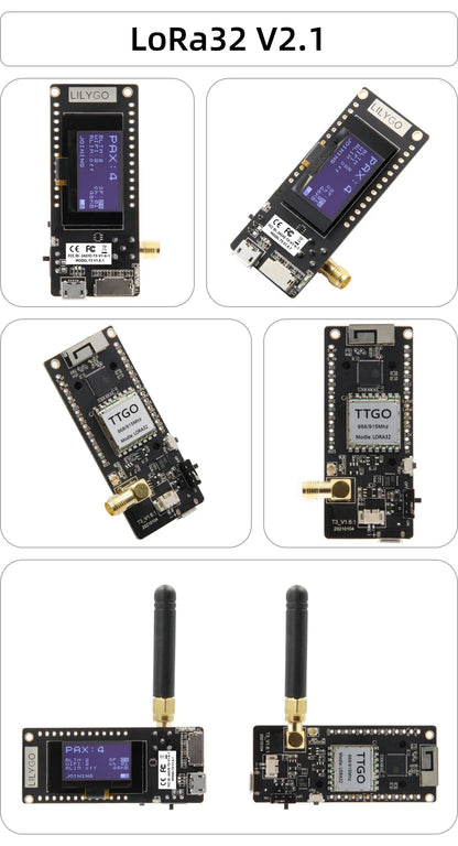 LILYGO® LoRa32 V2.1 ESP32 Development Board — SX1276/1278 Module 433MHz/868MHz/915MHz with 0.96" OLED, DIY WiFi & Bluetooth
