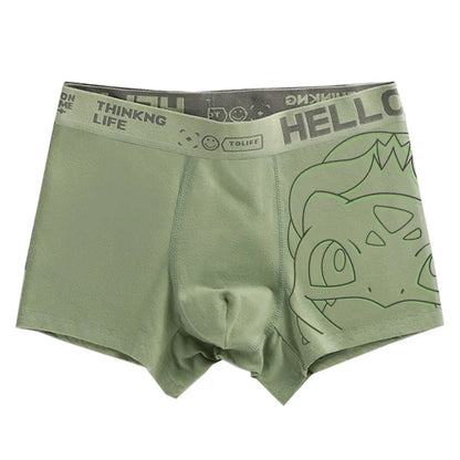 Pokemon Anime Men's Boxer Briefs — Charmander, Charizard, Bulbasaur, Gengar & Pikachu Antibacterial Underwear Shorts Gift