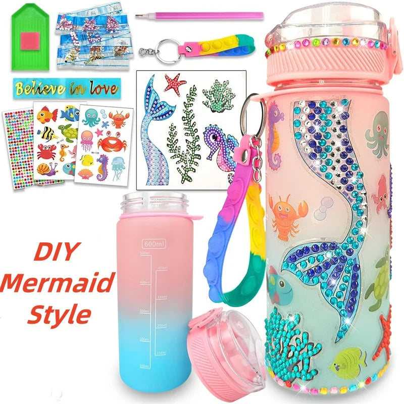 DIY Water Bottle Decoration Kit for Girls - Mermaid Arts & Crafts, Birthday & Christmas Gift