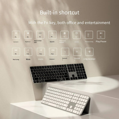 IFXLIFE Universal Wireless Bluetooth Keyboard – Rechargeable Slim Metal Frame Full-Size with Numeric Keys for Windows & macOS