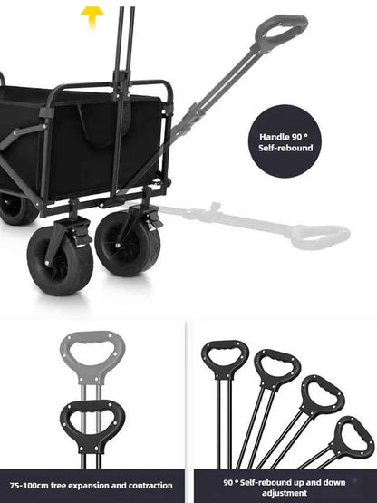 Heavy Duty Large Capacity Folding Wagon – Collapsible Shopping, Beach & Garden Trolley, Portable Outdoor Camping Cart