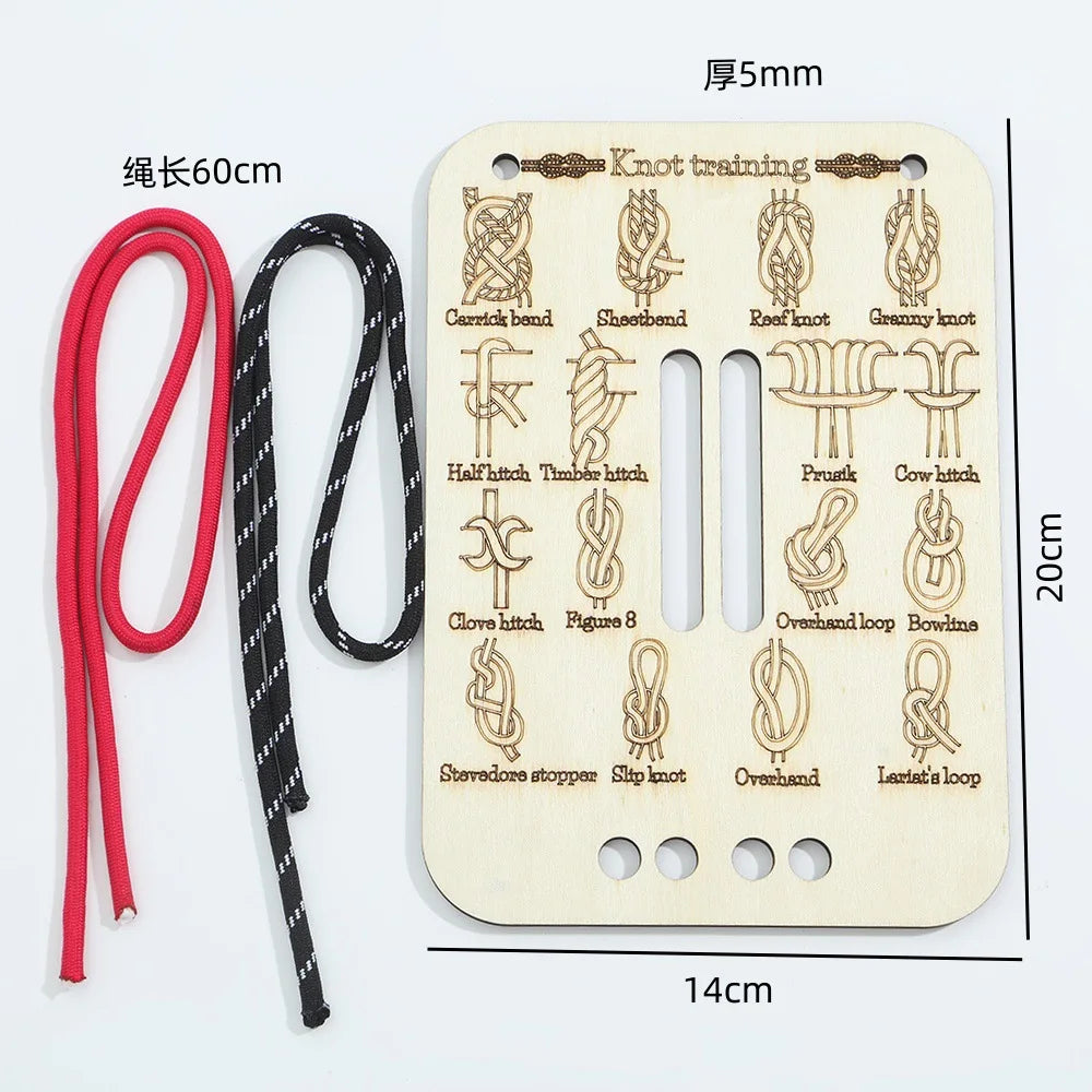 Knot Tying Practice Kit — Training Board with Rope for Learning Knots, Outdoor & Adult Skill Set