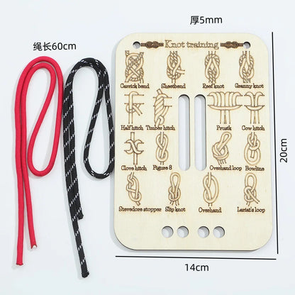Knot Tying Practice Kit — Training Board with Rope for Learning Knots, Outdoor & Adult Skill Set