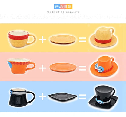 One Piece Mug – Creative Three Brothers Hat Shaped Coffee Cup, Anime Chopper, Ace & Sabo Ceramic Water Cup for Parties