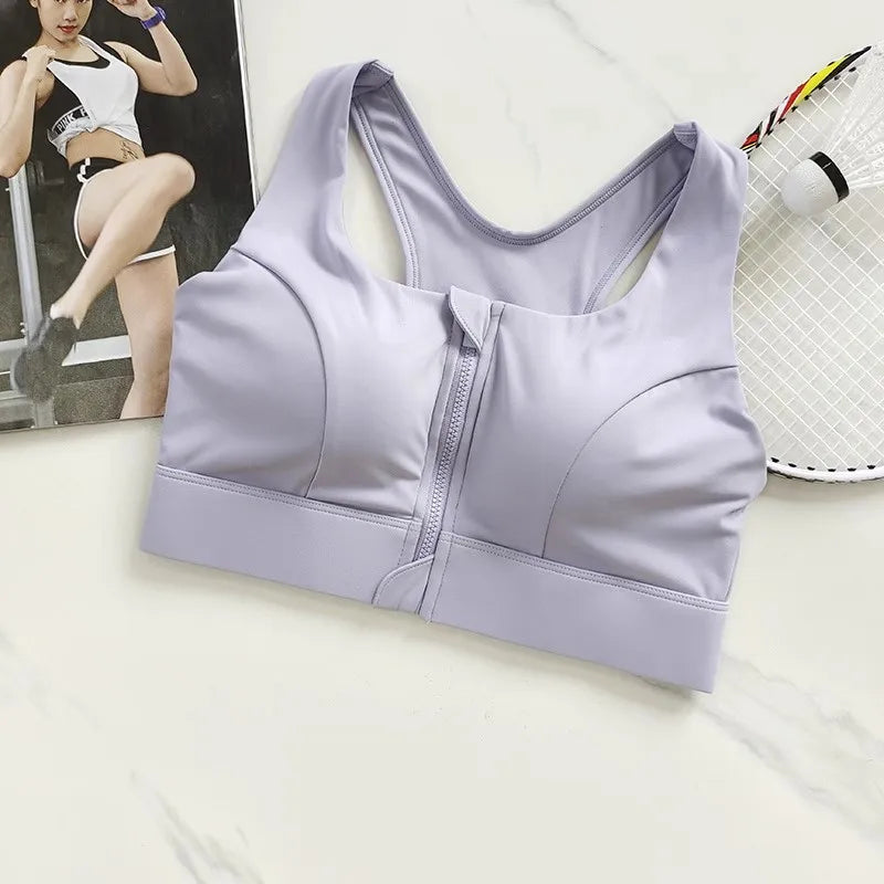 Women’s High Impact Front Zipper Sports Bra – Shockproof Quick Dry Yoga & Running Fitness Vest Gym Underwear Support Top