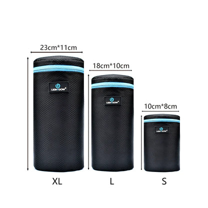 Lightdow 4-Size DSLR Lens Bag Set — Soft Protective Pouches S/M/L/XL for Camera Lenses