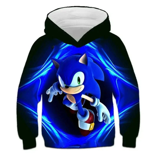 2024 Sonic 3D Kids Hoodie – Cartoon Print Long Sleeve Sweatshirt for Boys & Girls, Spring & Autumn Clothing