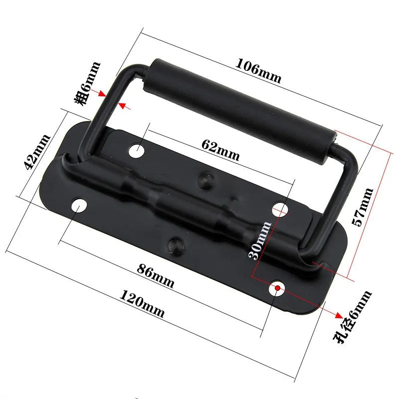 Iron Spring Handle | Black Folding Handle for Luggage, Tool Boxes, Industrial Equipment, and Cabinets