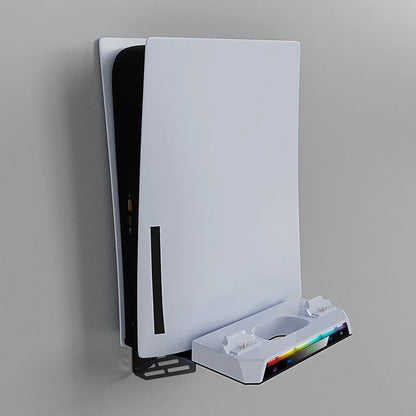 PS5/PS5 Slim Wall Mount Kit with Dual Controller Charging Station - Headset Holder for PlayStation 5 Accessories