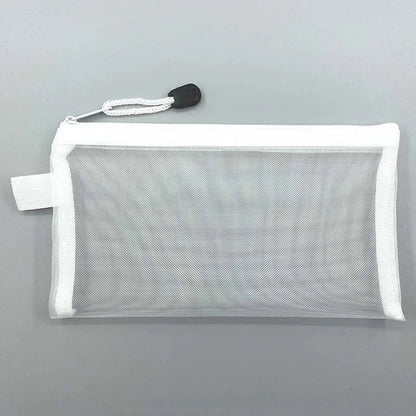 Large Transparent Mesh Pencil Case — Nylon Zip Storage Bag for School & Office Supplies