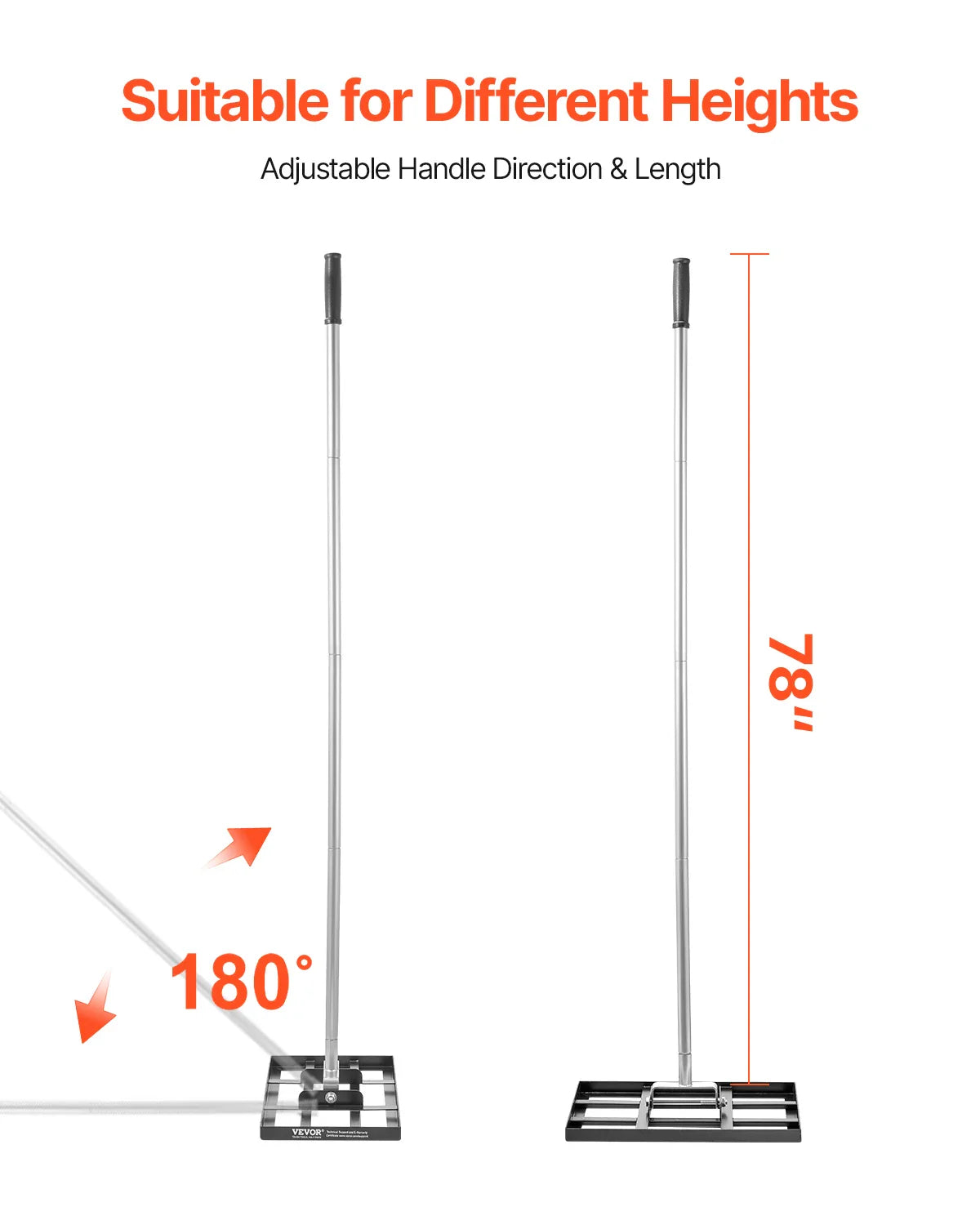 VEVOR Lawn Leveling Rake with Handle – Rust-Resistant Carbon Steel Soil Leveler for Effort-Saving Yard Lawn Maintenance