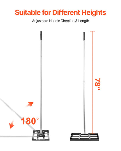 VEVOR Lawn Leveling Rake with Handle – Rust-Resistant Carbon Steel Soil Leveler for Effort-Saving Yard Lawn Maintenance