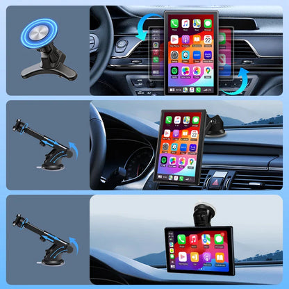 7/8/9'' Car Mirror Radio Display – Wireless CarPlay & Android Auto Multimedia Screen with Portrait & Landscape Support