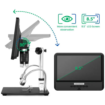 Andonstar AD208 Digital Microscope – 8.5" Adjustable LCD, 1080P HD, Black, Soldering Tool