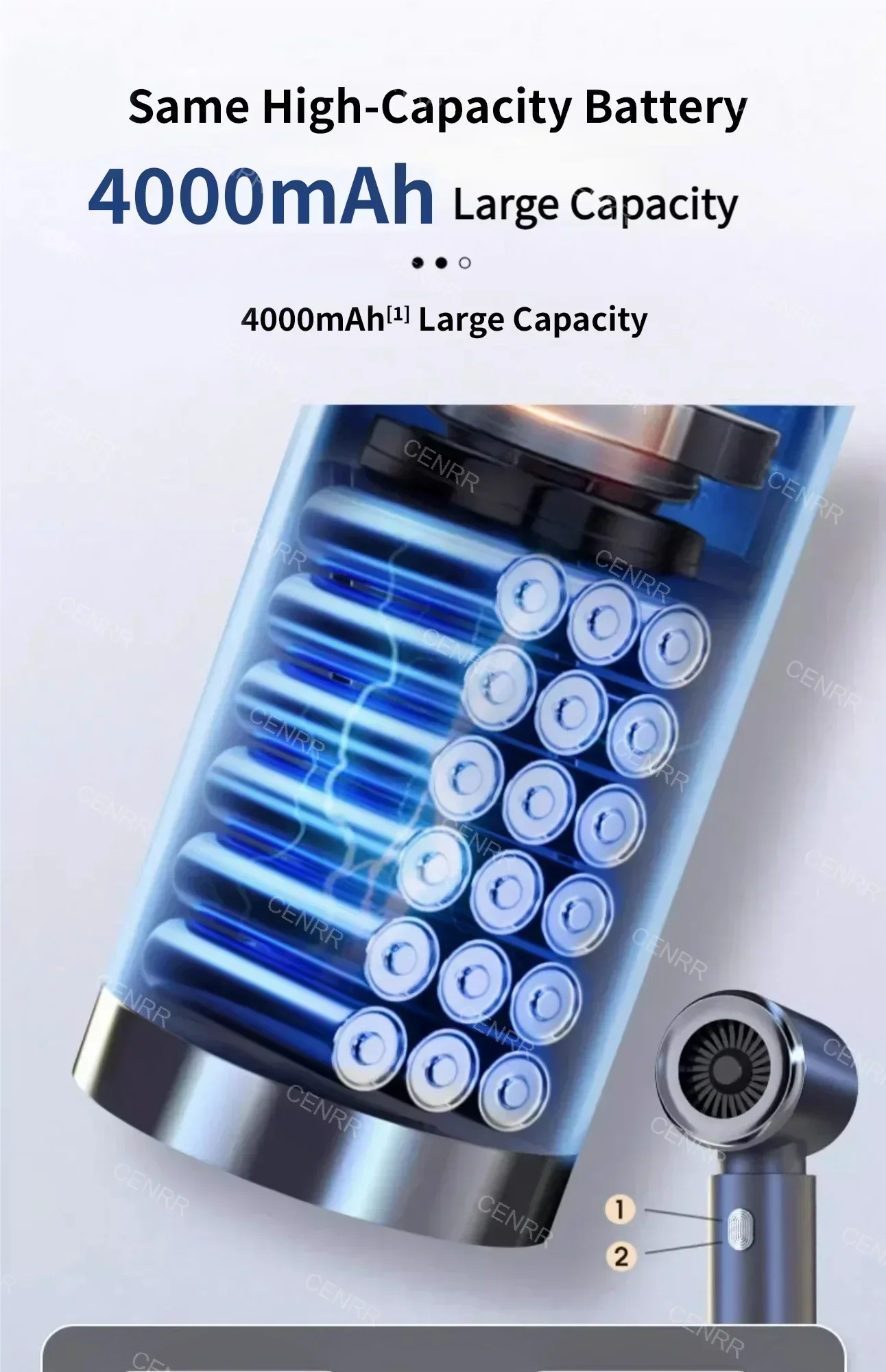 CENRR 210000PA Mini Wireless Car Vacuum Cleaner – Powerful Handheld Portable Cleaning Machine