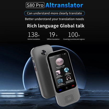 S80 Pro Portable Language Translator – 138 Languages, Voice Translation & 16 Offline Modes with ChatGPT Function