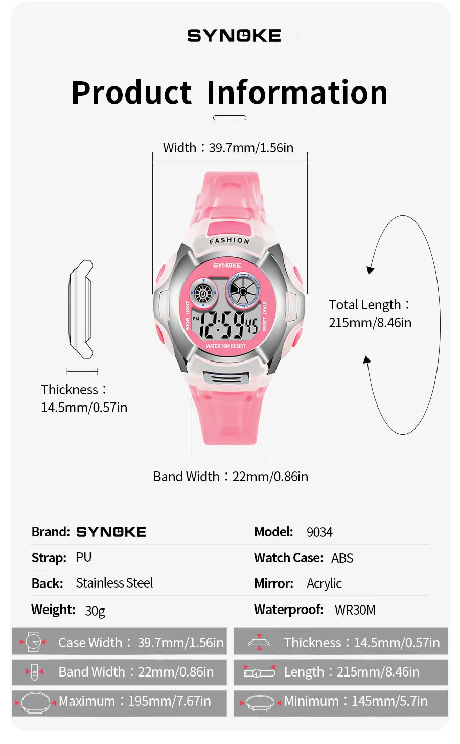 SYNOKE Student Electronic Watch - Waterproof Sports Watch for Children, Glow Multi-Function Digital Watch with 7 Colors Light, Perfect Gift