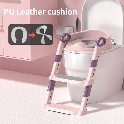 Children's Toilet Seat & Step Stool – Folding Toilet Ring with Stairway for Boys & Girls