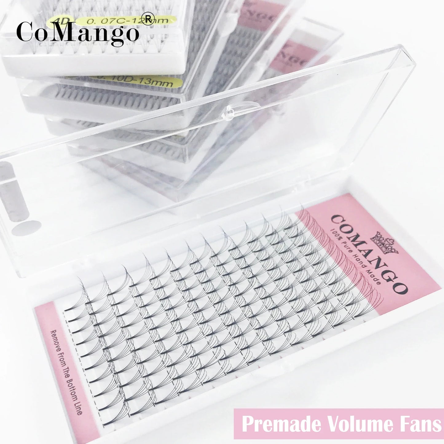 CoMango Premade Volume Fans Short Stem Russian Eyelash Extensions — 3D-10D Faux Mink Lashes Wholesale