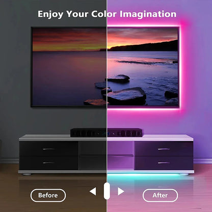 USB LED Strip Lights – Bluetooth-Controlled SMD 5050 RGB Tape, Flexible Self-Adhesive TV Backlight