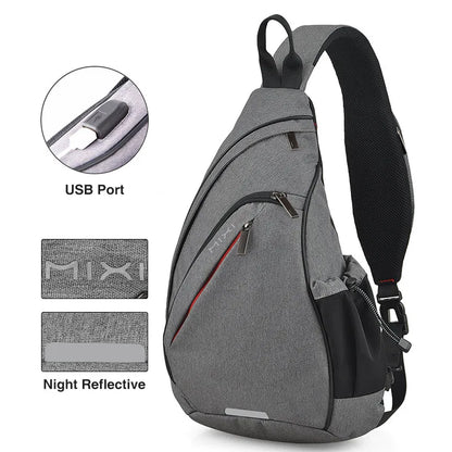 Mixi Men’s One Shoulder Backpack - Women’s Sling Bag, Crossbody with USB, Versatile for Cycling, Sports, Travel, and School