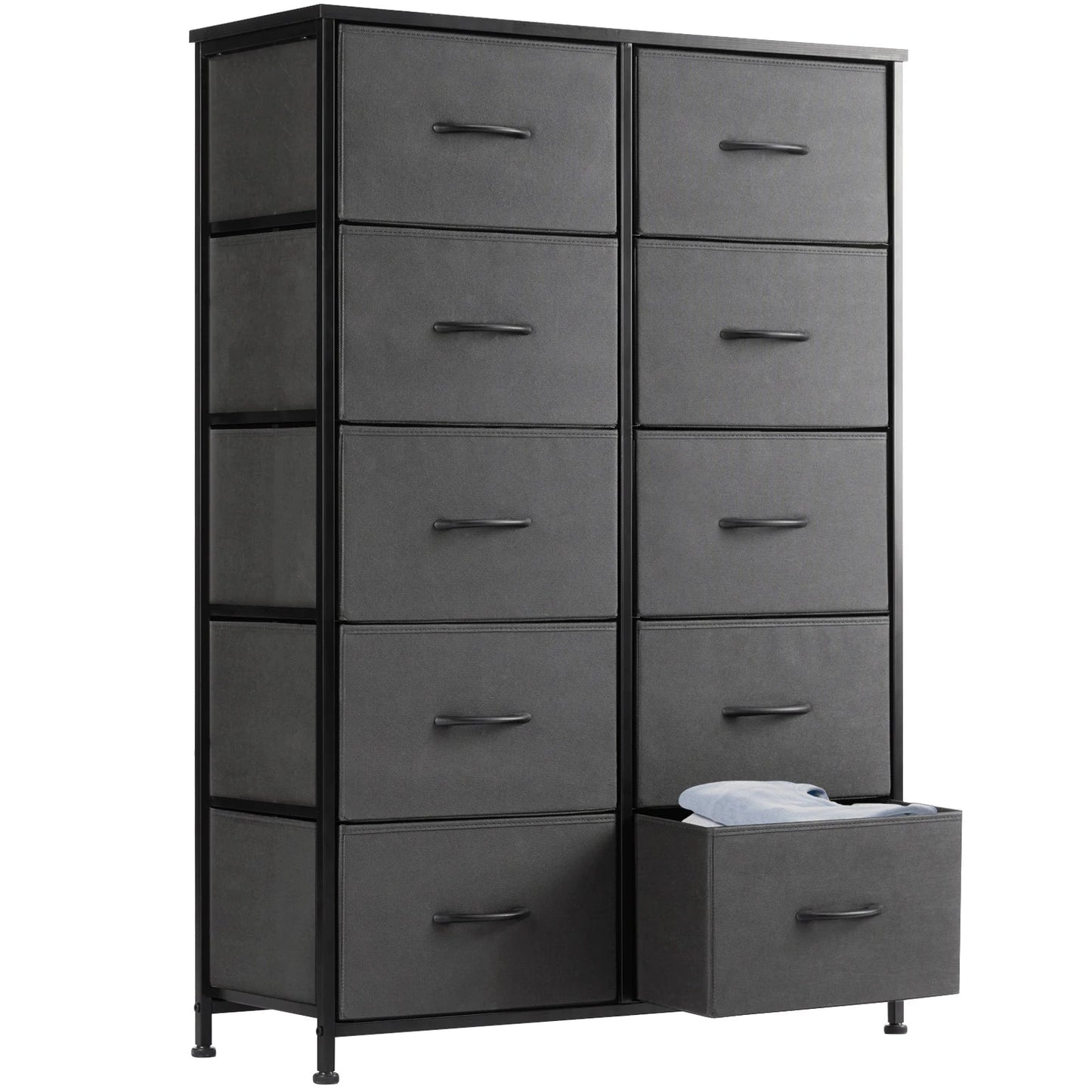 Bedside Table with 10 Fabric Drawers – Steel Frame Storage Cabinet for Bedroom & Living Room