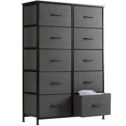 Bedside Table with 10 Fabric Drawers – Steel Frame Storage Cabinet for Bedroom & Living Room