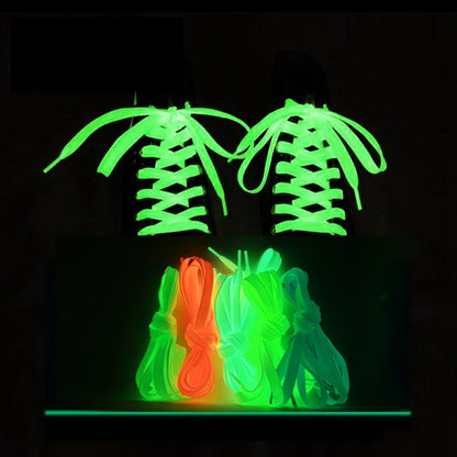 Luminous Flat Shoelaces - Glow in the Dark Fluorescent Sneaker & Canvas Shoe Laces, 80/100/120/140cm