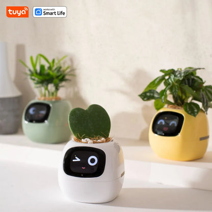 Tuya Ivy Smart Planter – AI-Enhanced with 7 Smart Sensors, Over 49 Expressions for Easy and Fun Plant Care