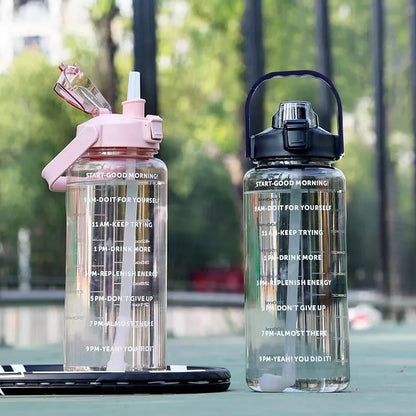 2L Straw Plastic Water Bottle: Large Portable Travel Bottle for Sports & Fitness - High-Value Big Fat Cup, Adult Universal