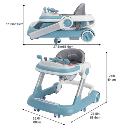 UBRAVOO 2-in-1 Push Walker for Infants & Toddlers – Foldable with Detachable Feeding and Music Trays