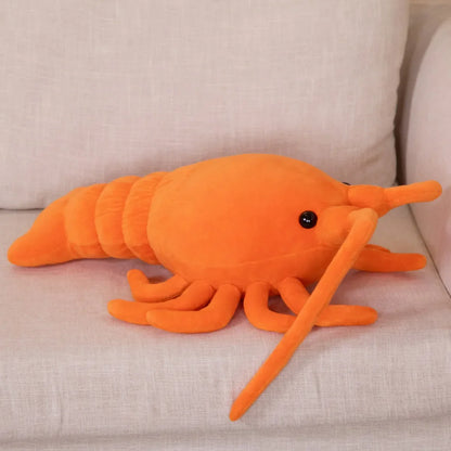 50/65cm Orange Lobster Plush Toy – Marine Animal Stuffed Crayfish Doll, Soothing Kids’ Gift & Christmas Decoration