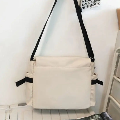 Unisex Nylon Crossbody Messenger Bag – Multi-Pocket Canvas Shoulder Bag for Students & Everyday Use