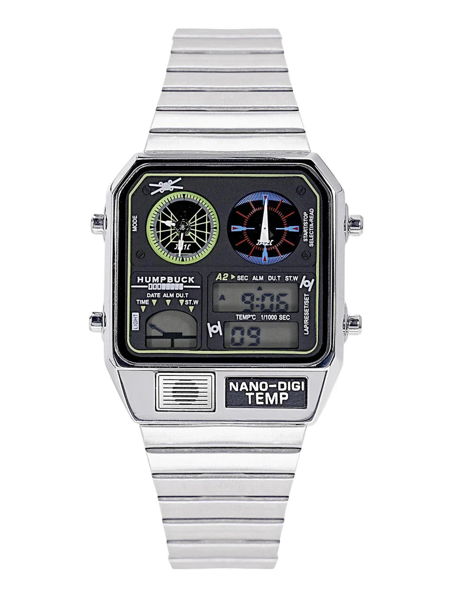 HUMPBUCK Digital Watch for Men – Classic Multifunctional Wristwatch with Temperature, Stopwatch, Dual Time & Calendar