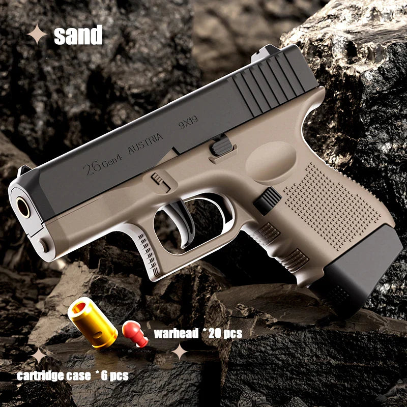 Mini G26 Pocket Toy Gun with Continuous Shell Ejection – Soft Bullet Blaster Airsoft Model Pistol with Blowback Action, Educational Shooting Toy
