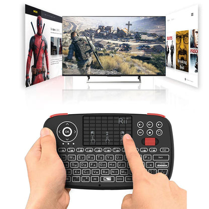 Rii i4 Mini BT Wireless Keyboard with Touchpad - 2.4GHz Backlit Mouse Remote for Windows, Android TV Box, and Smart TV