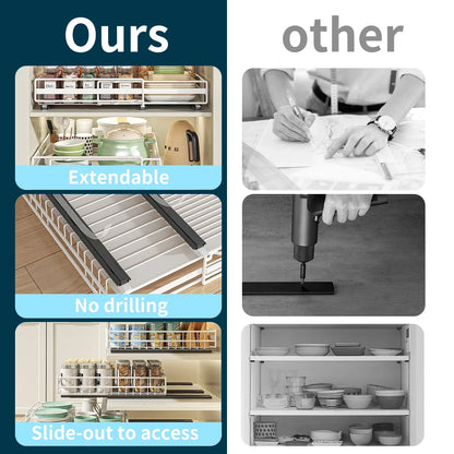 Pull-Out Cabinet Organizer - Slide-Out Kitchen Pantry Storage Drawer