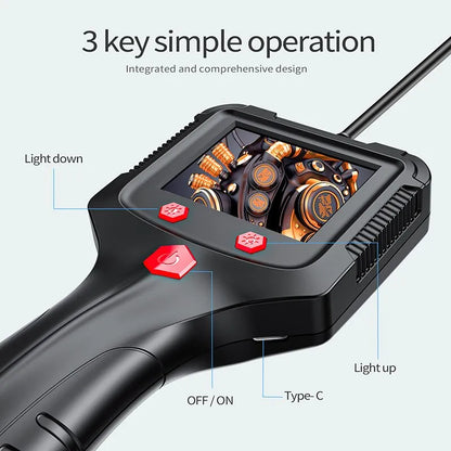 High-Definition 2.4-Inch IPS Screen Industrial Endoscope Camera - IP68 Waterproof Borescope with HD 1080P Resolution, LEDs, and 2600mAh Battery for Car Inspection