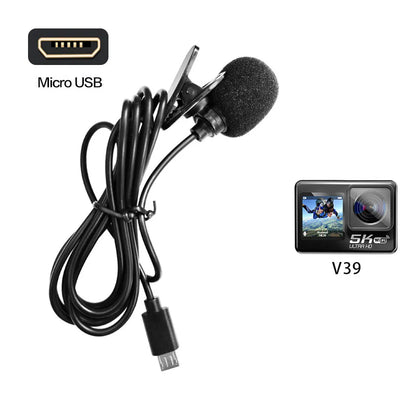 High-Fidelity External Microphone for Sport & Action Camera – 1.5M Micro USB Connector Cable (V39 V316)