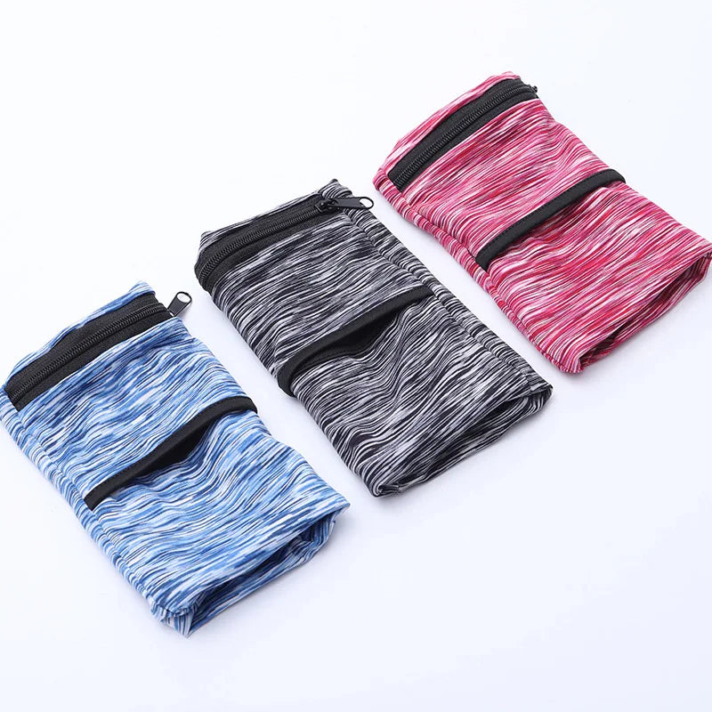 Lightweight Zipper Running Bag - Wrist Wallet Pouch for Phone, Key, Card - Sweatband for Gym, Fitness, Sports, Cycling - Wristband Arm Bag