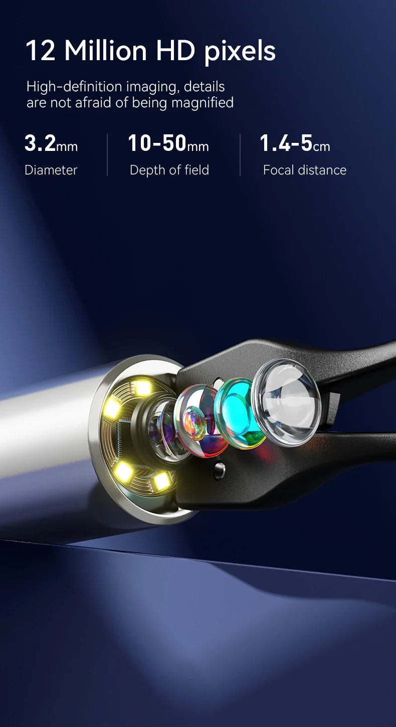 Visual Ear Cleaner with Camera – Ear Wax Removal Tool with 12MP, Ear Pick, Tweezers & 6 Ear Spoons for Ear Care