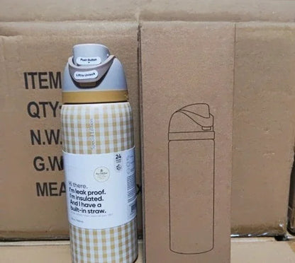 32oz & 24oz One-Touch Pop-Up Sports Water Bottle — Vacuum Insulated Tumbler with Straw & Spout, Leakproof for Outdoor and Gym Use