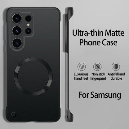 Ultra Thin Magnetic Metal Case for Samsung S25/S24 Ultra, S23/S22 FE – Frameless Matte PC Cover with MagSafe Compatibility