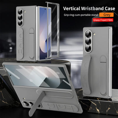 Luxury Wristband Case for Samsung Galaxy Z Fold 3-7 – Invisible Bracket Silicone Cover with Hand Strap & Folding Stand