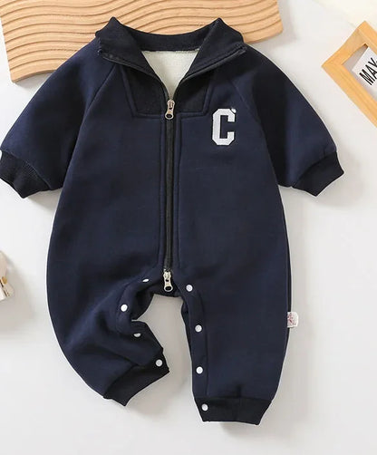 2024 Autumn Winter Baby Romper — Thick Lined Boys Jumpsuit with Fur, Toddler Outfit for Cold Weather