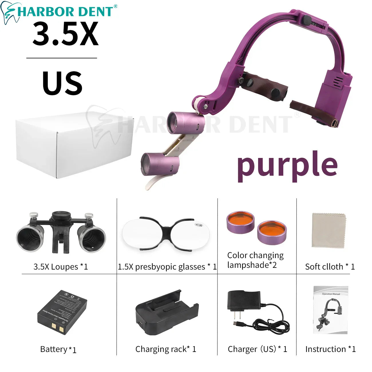 Dental Loupes LED Headlight – 2.5X/3.5X Magnification Binocular Surgical Magnifier with Comfortable Headband