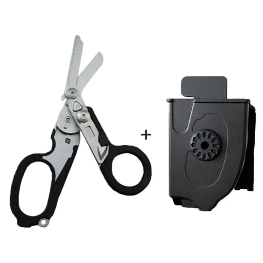 Folding Trauma Scissors - Emergency Rescue Cutter with Glass Breaker for Outdoor Use