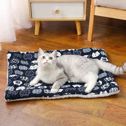 Thick Flannel Pet Sleeping Mat - Soft Warm Cat & Small Dog Cushion Blanket